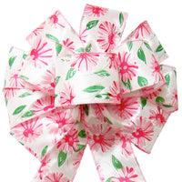 Wired Spring Pink Floral Blooms Bow (2.5"ribbon~10"Wx20"L)