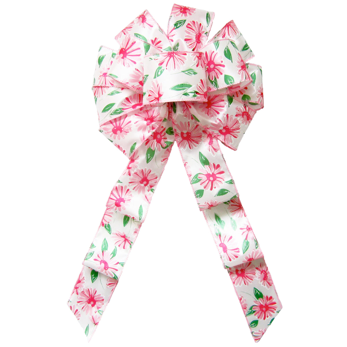 Spring Bows - Easter Bows - Wired Spring Pink Floral Blooms Bow 10