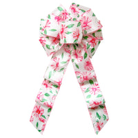 Wired Spring Pink Floral Blooms Bow (2.5"ribbon~8"Wx16"L)