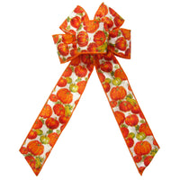 Wired Pumpkin Patch Fall Bows (2.5"ribbon~6"Wx10"L)