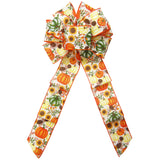 Wired Pumpkins Sunflowers & Pinecones Fall Bows (2.5"ribbon~8"Wx16"L)