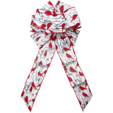 Christmas Bows - Wired Red Birds on White Birch Trees Bow (2.5"ribbon~8"Wx16"L)
