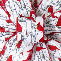 Cardinal Ribbon - Wired Red Birds on White Birch Trees Ribbon (#40-2.5"Wx10Yards)