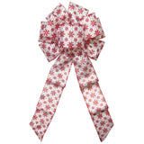 Red Sparkling Snowflakes Bow (2.5"ribbon~8"Wx16"L)