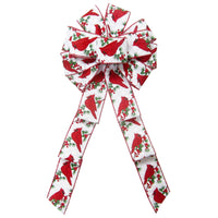 Wired Red & White Berries & Birds Bow (2.5"ribbon~10"Wx20"L)