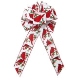 Wired Red & White Berries & Birds Wreath Bow (2.5"ribbon~8"Wx16"L)