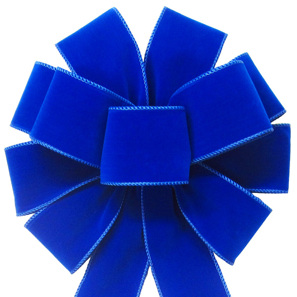 Wired Indoor Outdoor Royal Blue Velvet Bow (2.5"ribbon~10"Wx20"L)