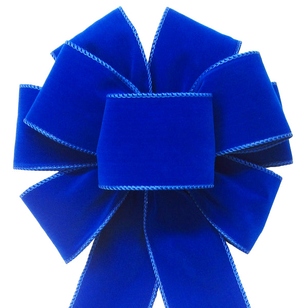 Wired Indoor Outdoor Royal Blue Velvet Bow (2.5"ribbon~8"Wx16"L)