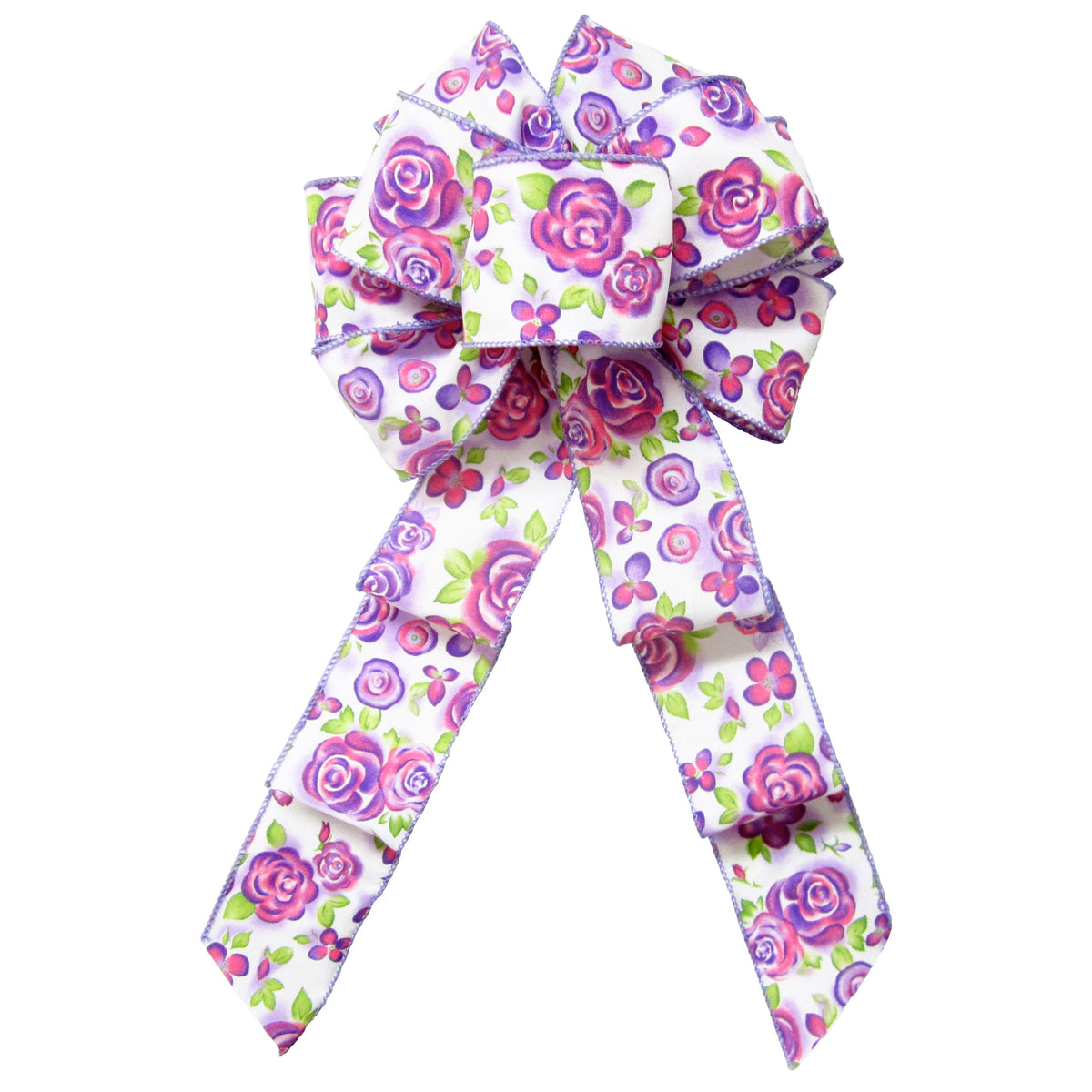Spring Bows - Easter Bows - Wired Spring Purple Floral Blooms Bow 8