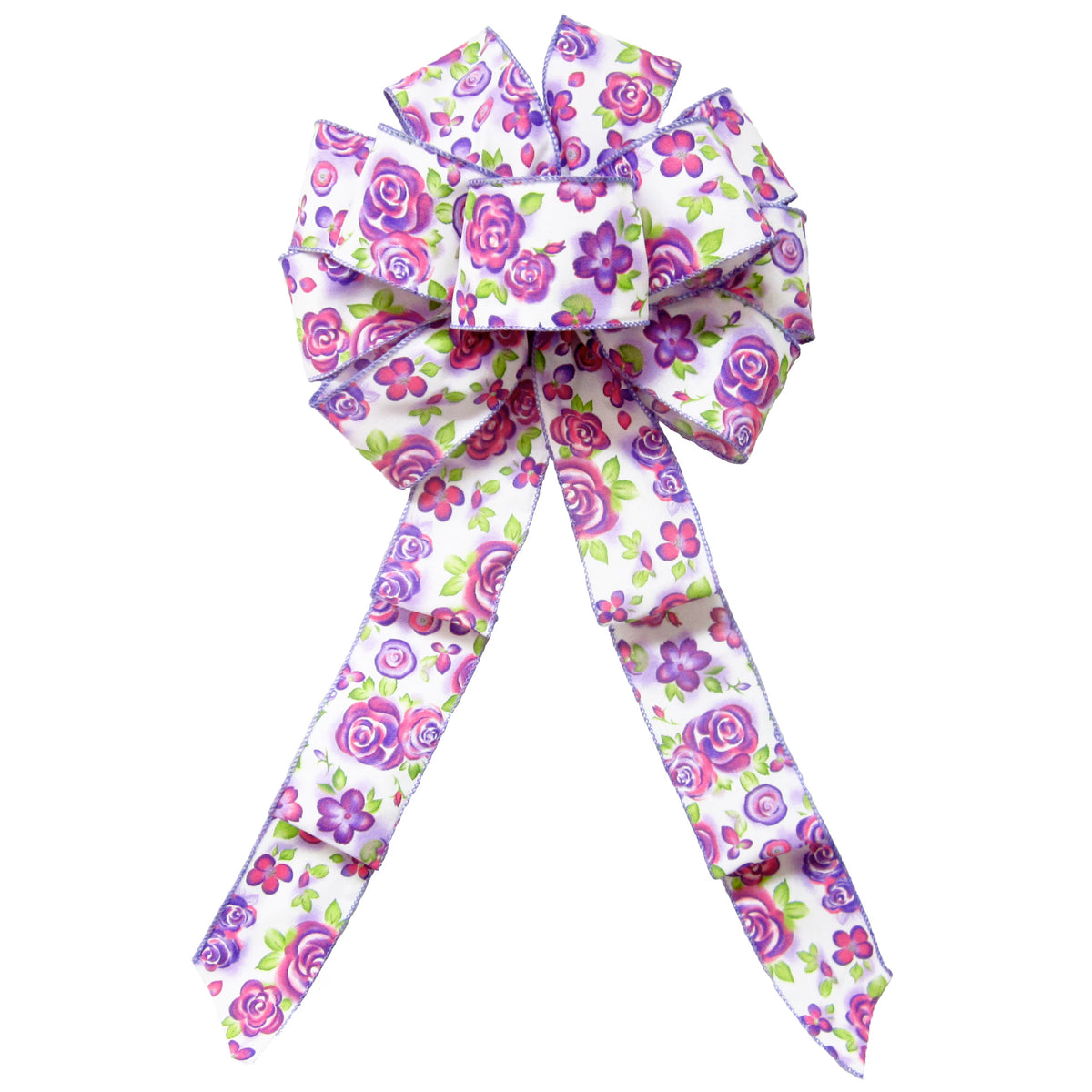 Spring Bows - Easter Bows - Wired Spring Purple Floral Blooms Bow 10