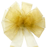 Wired Gold Chiffon Sheer Bows (2.5"ribbon~10"Wx20"L)