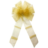 Wired Gold Chiffon Sheer Bows (2.5"ribbon~8"Wx16"L)