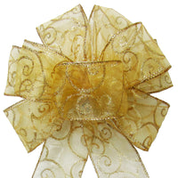 Wired Gold Sparkle Swirl Bow (2.5"ribbon~8"Wx16"L)