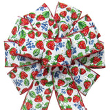 Wired Strawberries & Blueberries Fruit Bows (2.5"ribbon~10"Wx20"L)