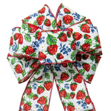 Wired Strawberries & Blueberries Fruit Bows (2.5"ribbon~8"Wx16"L)