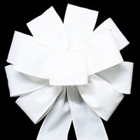 Wired Indoor Outdoor White Velvet Bow (2.5"ribbon~10"Wx20"L)