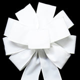 Wired Indoor Outdoor White Velvet Bow (2.5"ribbon~10"Wx20"L)