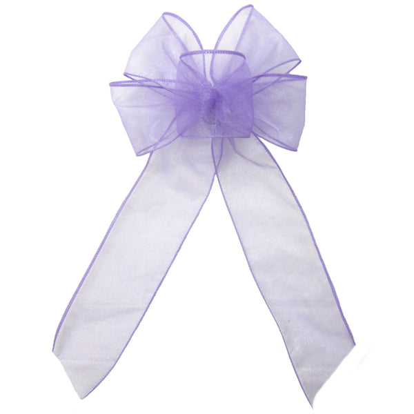 Wired Sheer Bows - Wired Lavender Chiffon Sheer Bows (2.5"ribbon~6"Wx10"L)