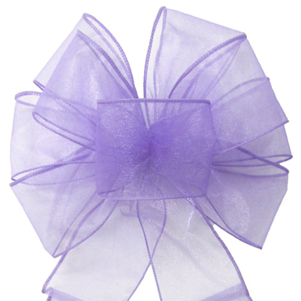Wired Sheer Bows - Wired Lavender Chiffon Sheer Bows (2.5"ribbon~8"Wx16"L)