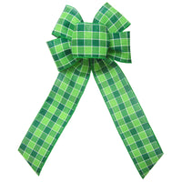 St Patrick's Day Bows - Wired Donegan Plaid St Patricks Day Bows (2.5"ribbon~6"Wx10"L)