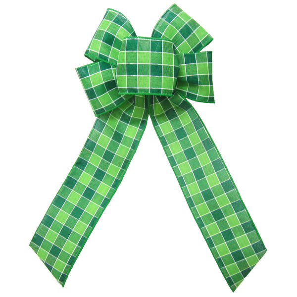 St Patricks Day Bows - Linen Bows - Wired Emerald Green Linen Bow