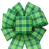 St Patrick Bows - Wired Donegan Plaid St Patricks Day Bows (2.5"ribbon~8"Wx16"L)
