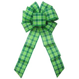 Green Plaid Bows - Wired Donegan Plaid St Patricks Day Bows (2.5"ribbon~8"Wx16"L)