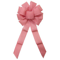 Gingham Check Red & Ivory Bow (2.5"ribbon~10"Wx20"L)