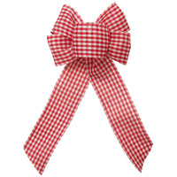 Gingham Check Red & Ivory Bow (2.5"ribbon~6"Wx10"L)