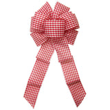 Gingham Check Red & Ivory Bow (2.5"ribbon~8"Wx16"L)