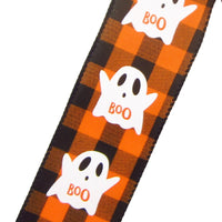 Wired Halloween Buffalo Plaid Ghosts Ribbon (#40-2.5"Wx10Yards)
