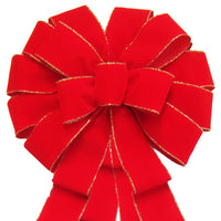 Velvet Christmas Bows - Wired Indoor Outdoor Bright Red Velvet Bow (2.5"ribbon~14"Wx24"L)