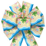 Summer Wreath Bows - Wired Seashore Beach Party Bows (2.5"ribbon~10"Wx20"L)