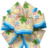 Summer Wreath Bows - Wired Seashore Beach Party Bows (2.5"ribbon~8"Wx16"L)