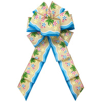 Summer Wreath Bows - Wired Seashore Beach Party Bows (2.5"ribbon~8"Wx16"L)