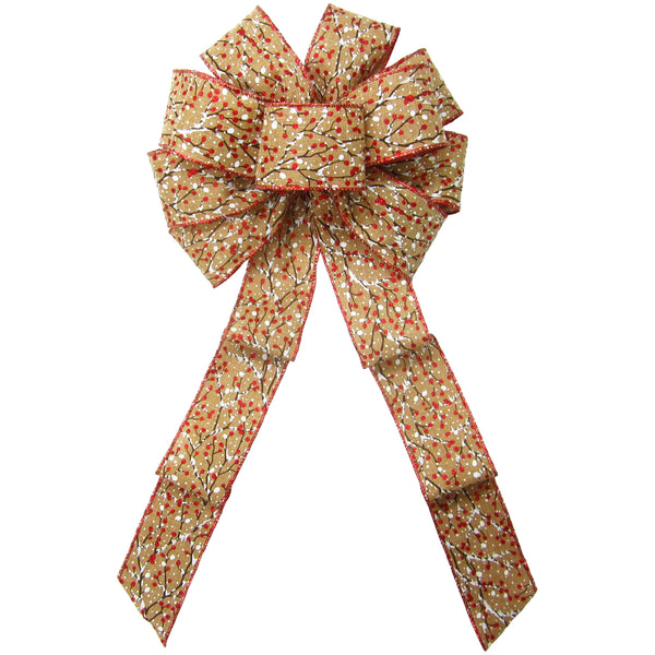 Omega Bright Designs Natural Burlap Christmas Bow Wired with LED