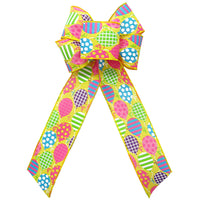 Happy Birthday Bows - Wired Happy Birthday Balloons Linen Bows (2.5"ribbon~6"Wx10"L)