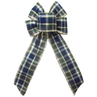 Wired Plaid Bows - Wired Blueberry Plaid Christmas Bow (2.5"ribbon~6"Wx10"L)