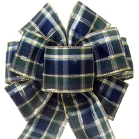 Wired Christmas Bows - Wired Blueberry Plaid Christmas Bow (2.5"ribbon~8"Wx16"L)