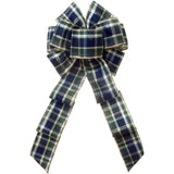 Wired Wreath Bows - Wired Blueberry Plaid Christmas Bow (2.5"ribbon~8"Wx16"L)