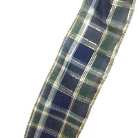Wired Plaid Ribbon - Wired Blueberry Plaid Holiday Ribbon (#40-2.5"Wx10Yards)