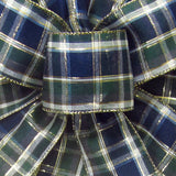 Christmas Ribbon - Wired Blueberry Plaid Holiday Ribbon (#40-2.5"Wx10Yards)