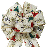 Christmas Bows - Wired Buffalo Plaid Cheetah Forest Christmas Bows (2.5"ribbon~8"Wx16"L)
