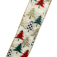 Wired Christmas Ribbon - Wired Buffalo Plaid Cheetah Forest Ribbon (#40-2.5"Wx10Yards)