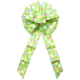 Easter Wreath Bows - Wired Bunnies & Gingham Eggs Lime Bow (2.5"ribbon~10"Wx20"L)