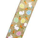 Easter Ribbon - Wired Bunnies & Gingham Eggs Easter Ribbon (#40-2.5"Wx10Yards)
