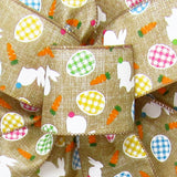 Wired Easter Ribbon - Wired Bunnies & Gingham Eggs Easter Ribbon (#40-2.5"Wx10Yards)