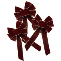 Small Velvet Bows - Wired Indoor Outdoor Burgundy Velvet Bow (1.5"ribbon~5"Wx8"L) 3Pack