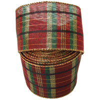 Wired Plaid Christmas Ribbons - Wired Burgundy Plaid Ribbon (#40-2.5"Wx10Yards)