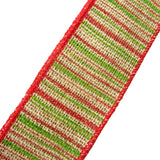 Burlap Ribbon - Wired Gunnysack Striped Burlap Ribbon (#40-2.5"Wx10Yards)